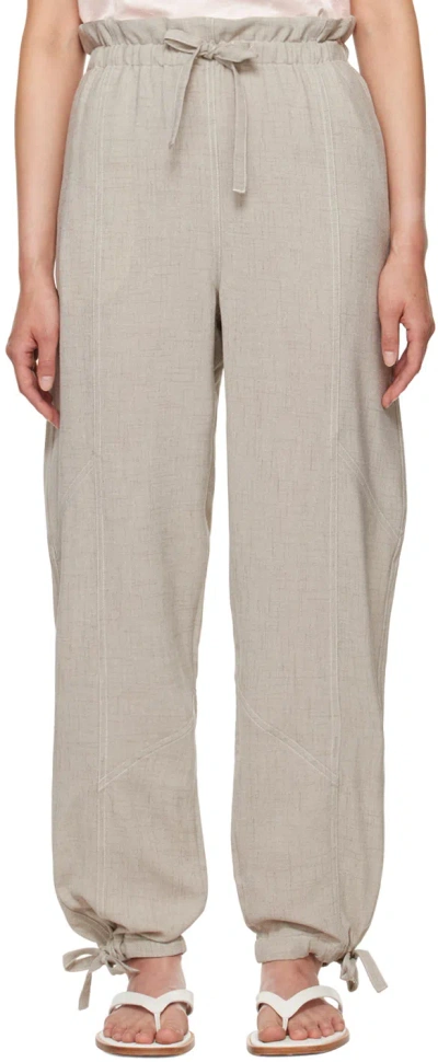 Ganni Beige Elasticated Waist Trousers In 498 Alfalfa