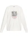 Ganni Off-white Isoli Kittens Drop Shoulder Sweatshirt In Beige