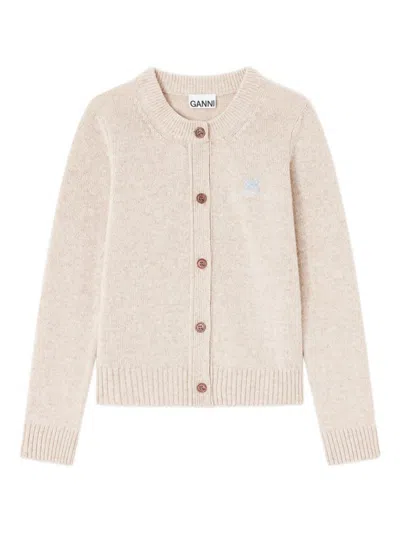 GANNI BEIGE KNITTED CARDIGAN