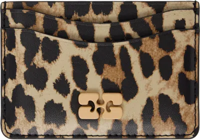 GANNI BEIGE LEOPARD PRINTED BOU CARD HOLDER