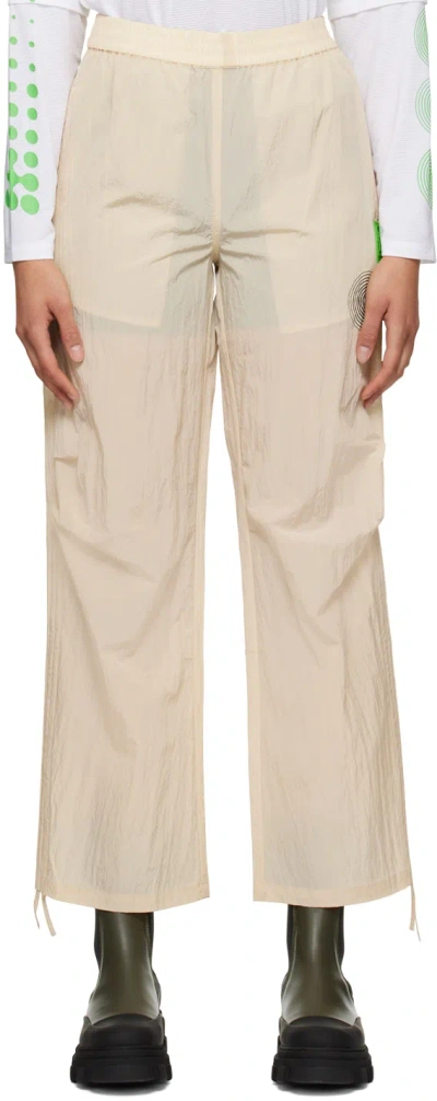 Ganni Light Tech Drawstring Trousers In Biscotti 100