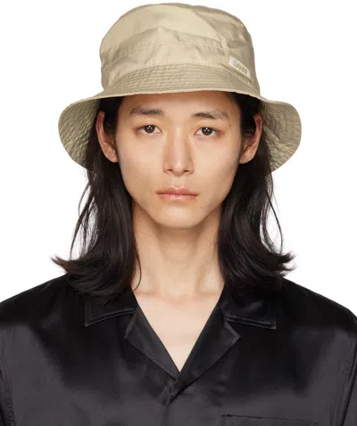 Ganni Beige Logo Patch Bucket Hat In Pale Khaki 531