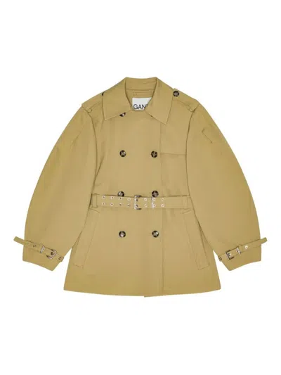 Ganni Beige Midi Double-breasted Trench Coat