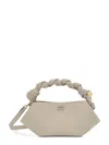 Ganni Beige Mini Handbag With Knotted Handle And Gold Hardware In Neutral