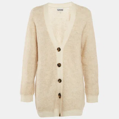 Pre-owned Ganni Beige Mohair Oversized Cardigan Xs