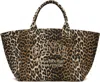 Ganni Oversized Canvas Tote Bag In 943 Leopard
