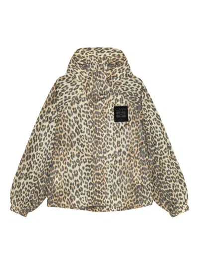 GANNI BEIGE PRINT NYLON WINDBREAKER