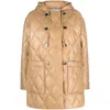 Ganni Beige Quilted Down Jacket With Hood In Beige