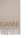 Ganni Beige Recycled Wool Scarf Women In White