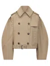 Ganni Beige Solid Shirt Collar Jacket In Brown