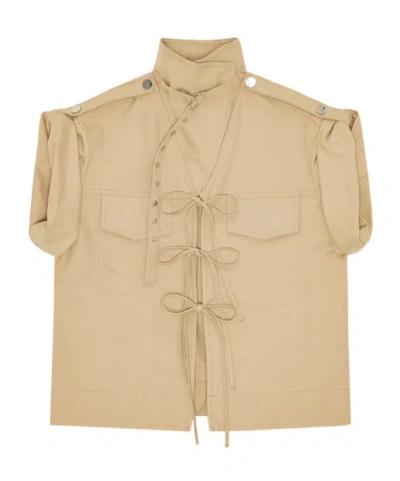 Ganni Beige Stretch Cotton Blouse