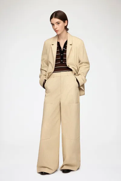 Ganni Beige Trousers In Sand