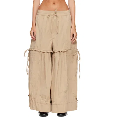 Ganni Beige Washed Cotton Balloon Trousers In Brown