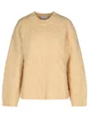 Ganni Beige Wool Blend Sweater Women In Beige
