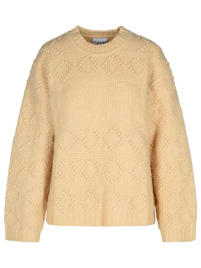 GANNI GANNI BEIGE WOOL BLEND SWEATER