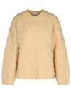 Ganni Beige Wool Blend Sweater Women In Cream
