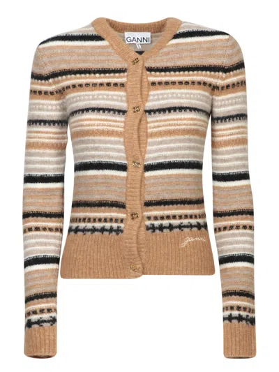 Ganni Beige Wool Cardigan