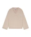 Ganni Beige Wool Mix V-neck Jumper In Neutral