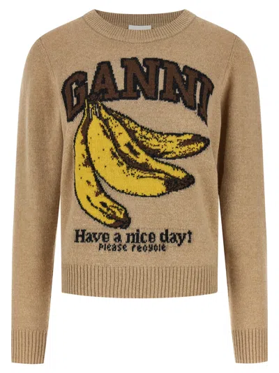 GANNI GANNI BEIGE WOOL WOMEN'S CARDIGAN