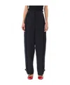 Ganni Tweed High-waist Tailored Pants In Black