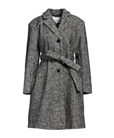 Ganni Belted Coat In Multi