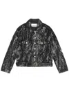 Ganni Washed Denim Belted Jacket In Black