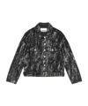 Ganni Washed Denim Belted Jacket In Black