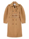 Ganni Belted Double-breasted Coat In Brown