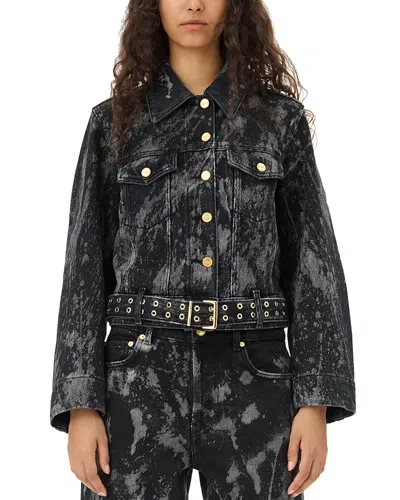 GANNI BELTED HEAVY DENIM JACKET