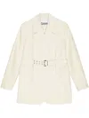 Ganni Womens Angora Tailoring Belted Cotton And Linen Blazer In Nude