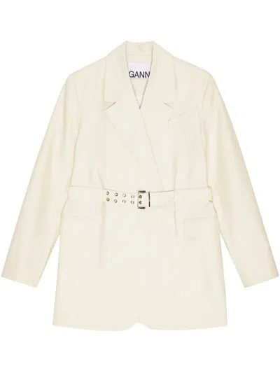 GANNI BELTED MELANGE BLAZER