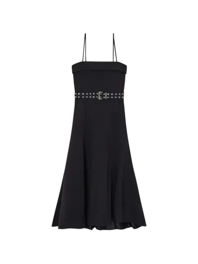 Ganni Womens Black Twill Suiting Woven Midi Dress