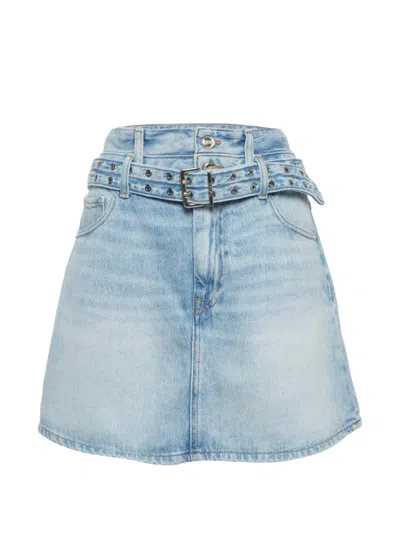 Pre-owned Ganni Belted Mini Skirt In Blue