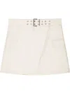 Ganni Cotton Melange Tailoring Mini Skirt In Angora In Nude