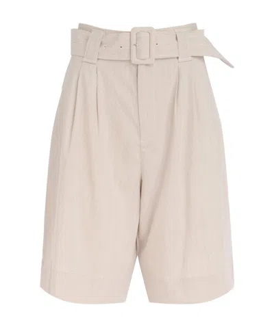 Ganni Belted Tailored Shorts In White