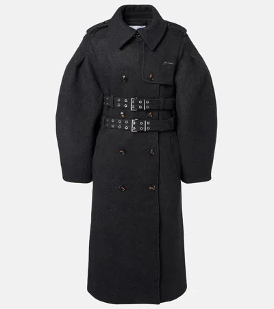 Ganni Duchesse Nylon Trenchcoat Coats Black In Brown
