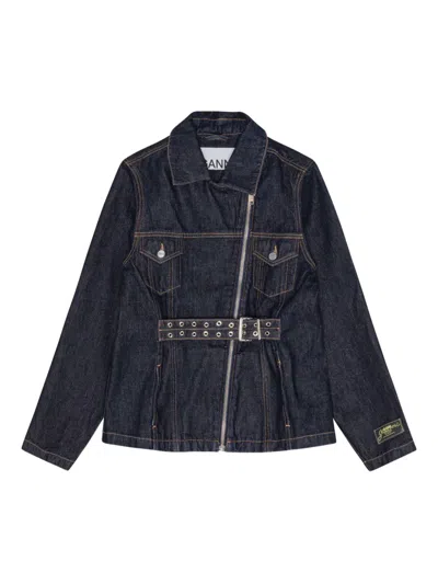 Ganni Rinse Belted Denim Jacket In Multi