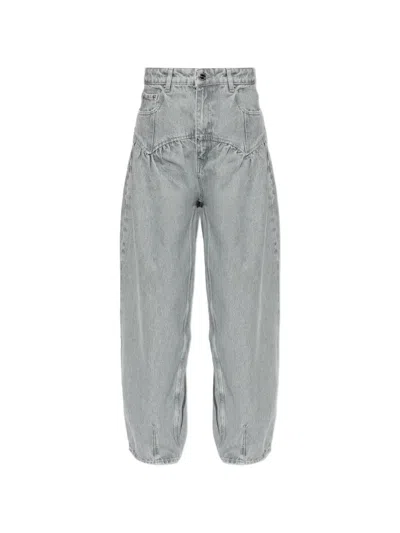 Ganni Belt-loops Jeans In Gray