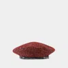 Ganni Red Wool Beret With Classic Check Pattern
