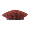 Ganni Red Wool Beret With Classic Check Pattern In Red