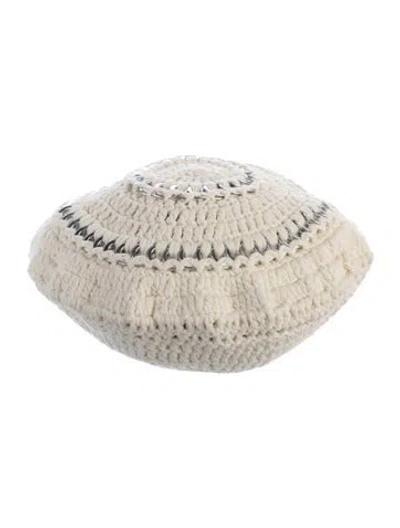 Pre-owned Ganni Beret Hat W/tags In Neutrals