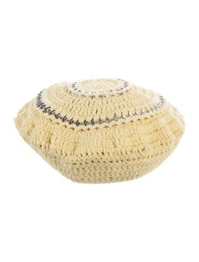 Pre-owned Ganni Beret Hat In Yellow