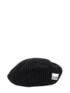 Ganni Ribbed Logo Beanie Featuring Textured Design