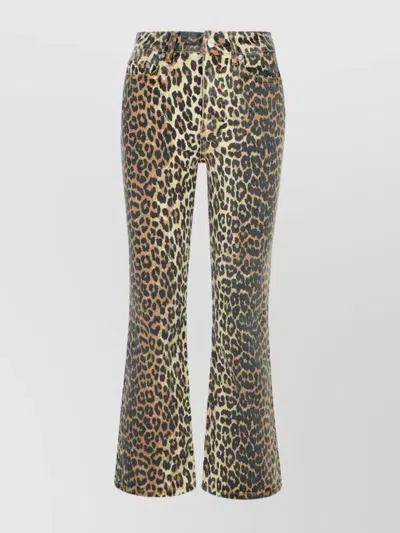 GANNI 'BETZY' COTTON JEANS ANIMAL PRINT