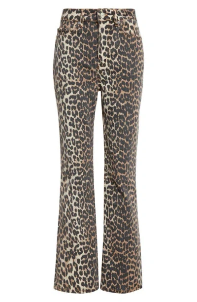 Ganni Betzy Leopard Stretch Organic Cotton Crop Jeans