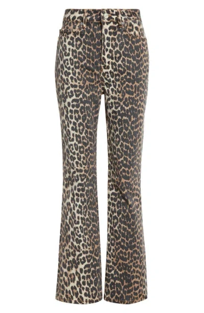 GANNI GANNI BETZY LEOPARD STRETCH ORGANIC COTTON CROP JEANS