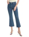 Ganni Betzy Mid Blue Stone High Rise Slim Flare Crop Jean In Blue
