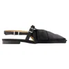 Ganni Big Bow Slingback Pointed-toe Flats In Black
