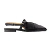 Ganni Big Bow Pointed Toe Slingback Flat In Black