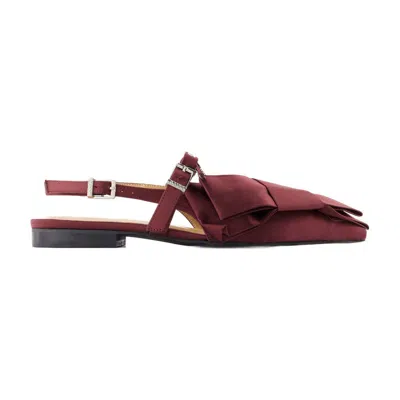 Ganni Big Bow Ballerinas In Burgundy